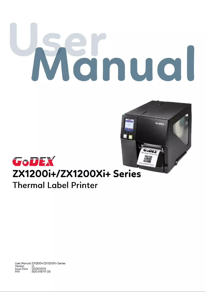 Page 1 de la notice Manuel utilisateur Godex ZX1200i+