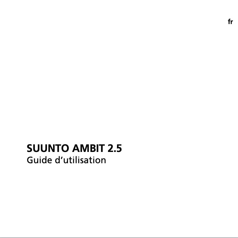 Page n°1 - Manuel utilisateur Suunto Ambit 2.5