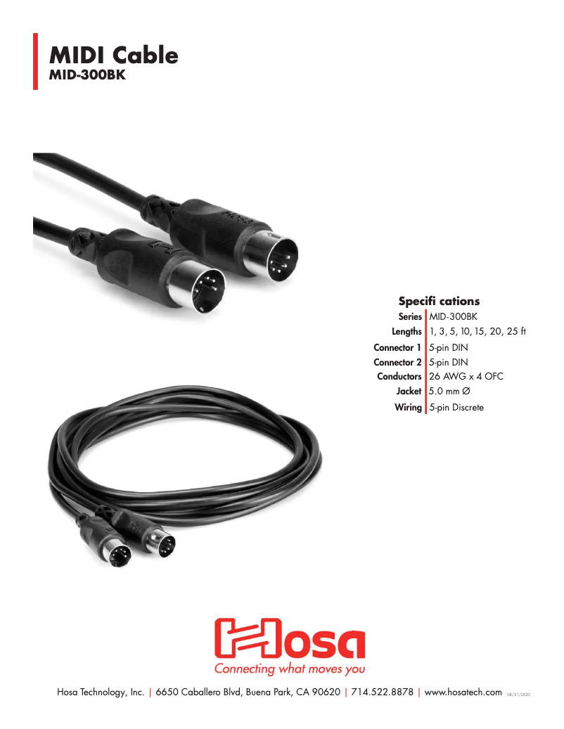 Page 1 of the manual User Manual Hosa MID-300BK