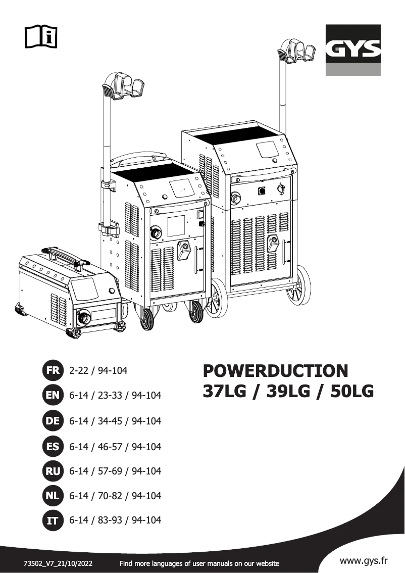 Page n°1 - Manuel utilisateur GYS Powerduction 50LG