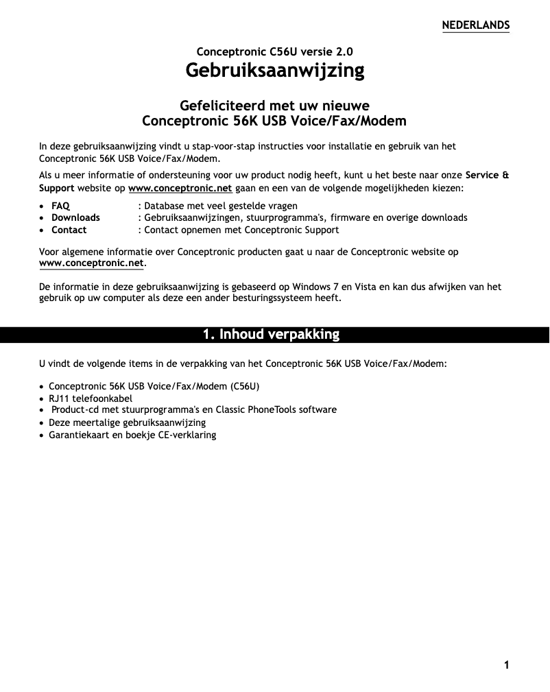Page n°1 - Manuel utilisateur Conceptronic C56U