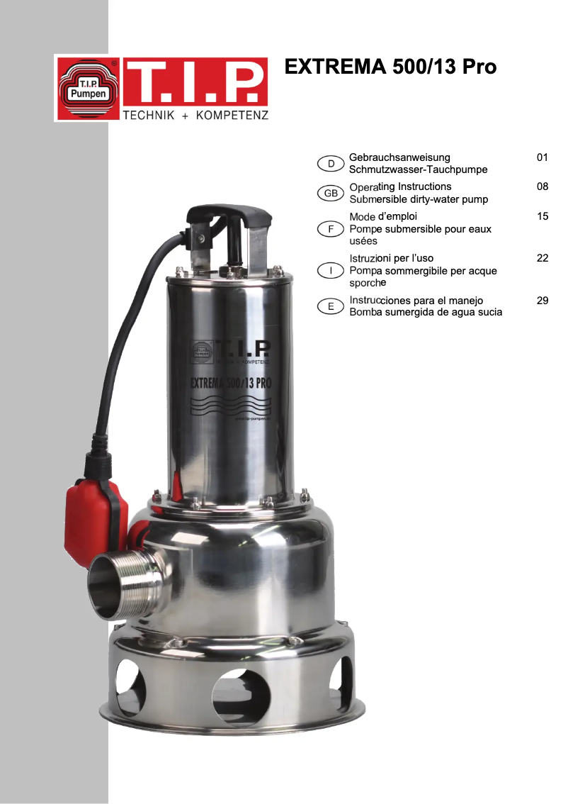 Image de la première page du manuel de l'appareil Extrema 500/13 IX