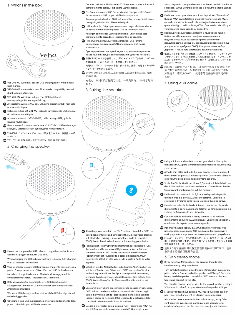 Page 1 de la notice Manuel utilisateur Veho M2