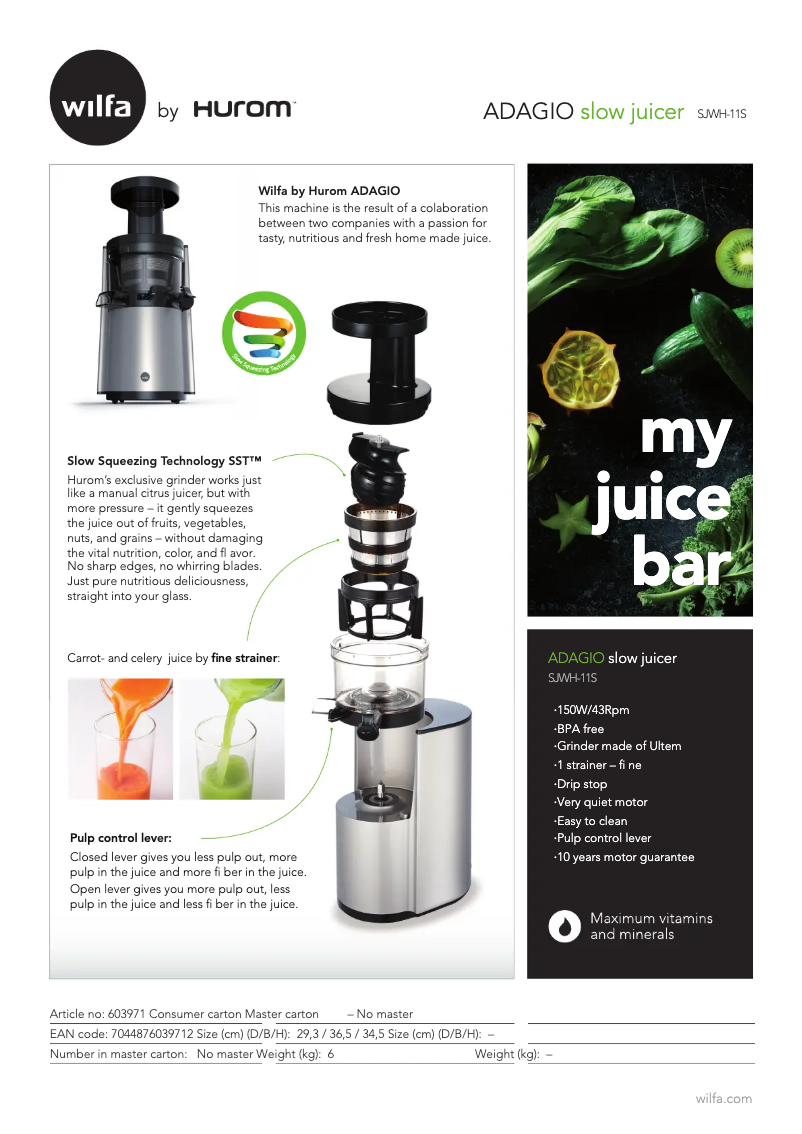 Image de la première page du manuel de l'appareil Adagio SJWH-11S