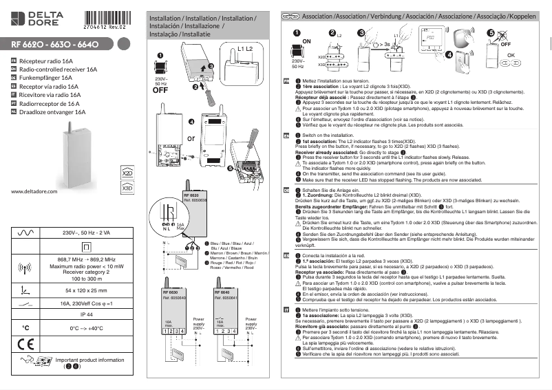Page 1 de la notice Manuel utilisateur Delta Dore RF 6620