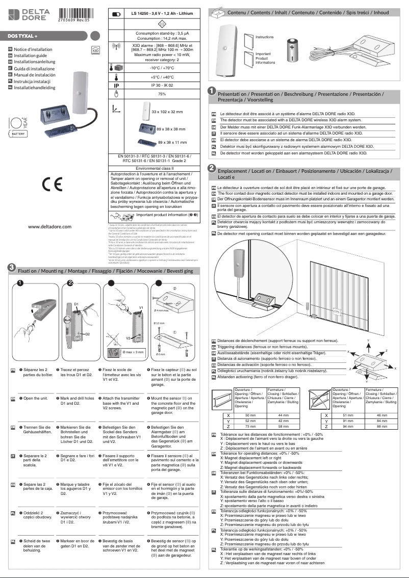 Page 1 de la notice Manuel utilisateur Delta Dore Tyxal+ DOS