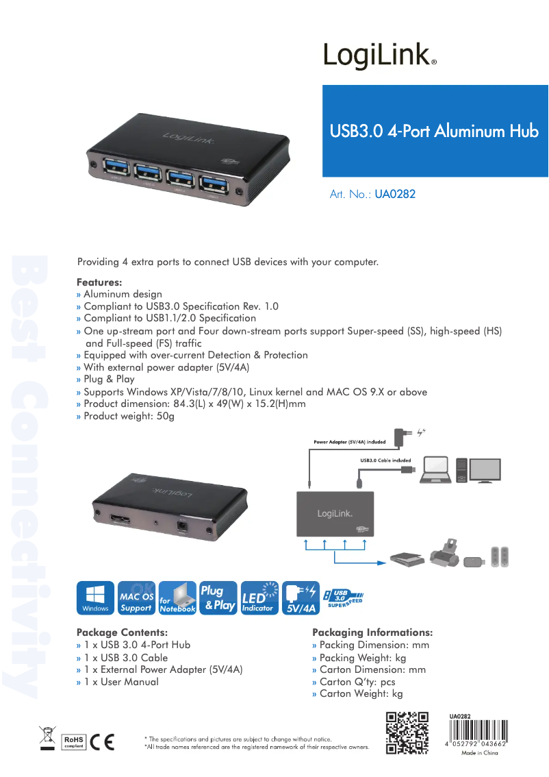 Page 1 de la notice Manuel utilisateur LogiLink UA0282