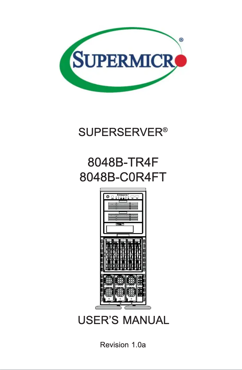 Image de la première page du manuel de l'appareil SuperServer 8048B-C0R4FT