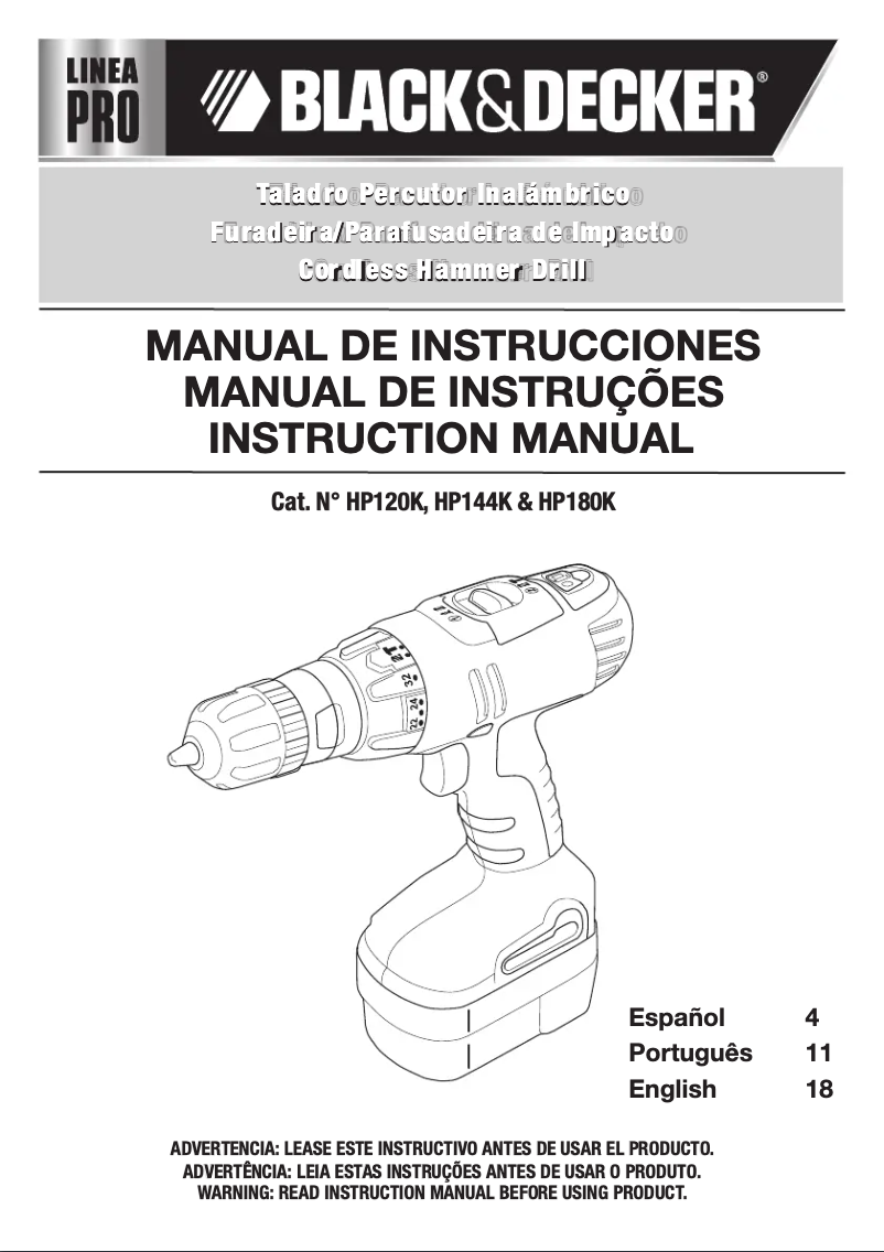 Page 1 de la notice Manuel utilisateur Black & Decker HP120K