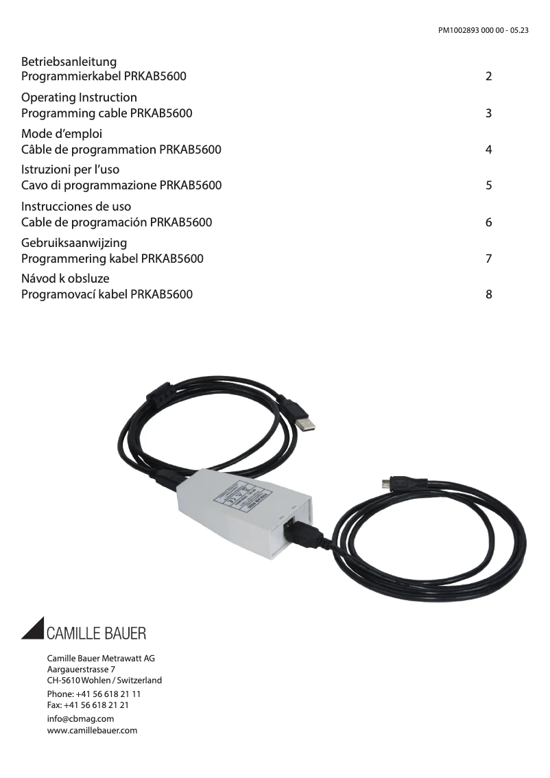 Page 1 de la notice Manuel utilisateur Camille Bauer SIRAX PRKAB5600