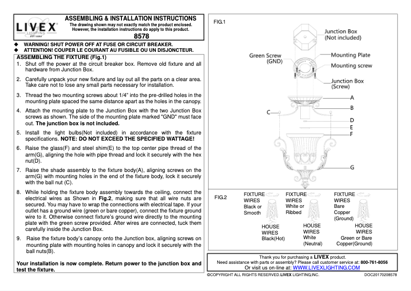 Page 1 de la notice Manuel utilisateur Livex Lighting Villa Verona 8578-63