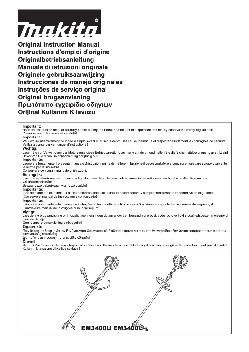 Page n°1 - Manuel utilisateur Makita EM3400L