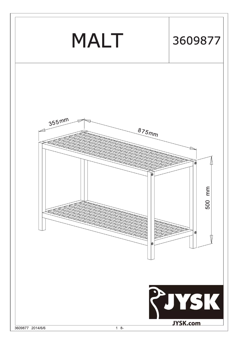 Página 1 del manual Manual de usuario JYSK Malt (88x50x36)