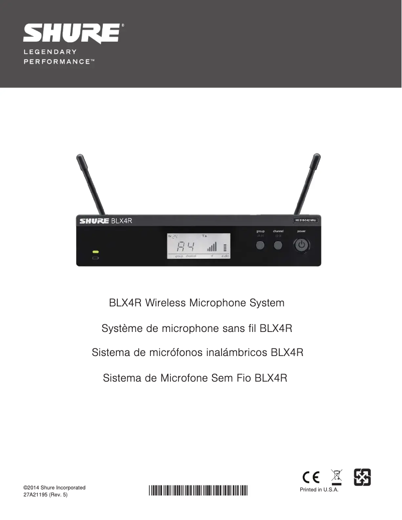 Page 1 de la notice Manuel utilisateur Shure BLX14RE
