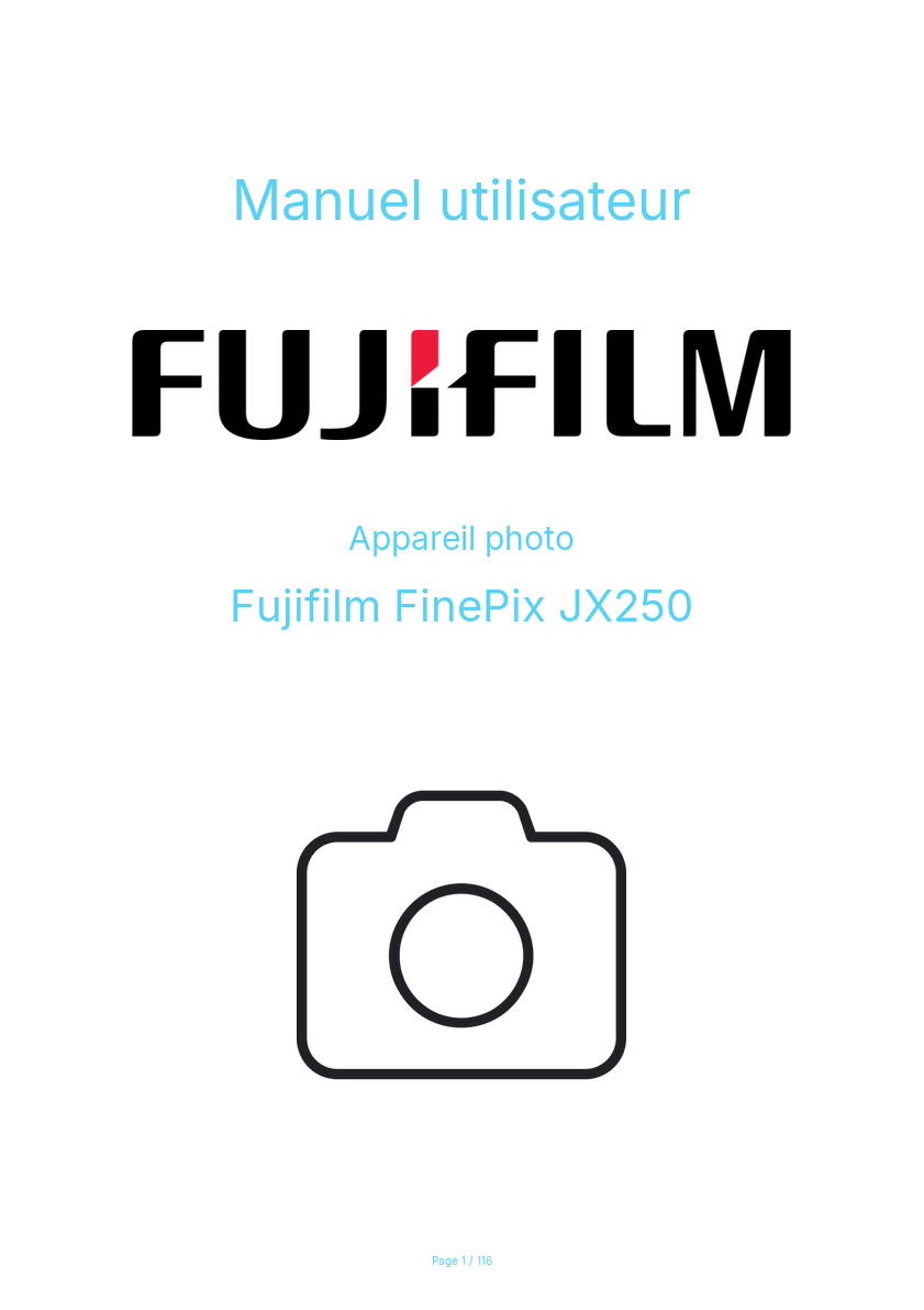 Page n°1 - Manuel utilisateur Fujifilm FinePix JX250
