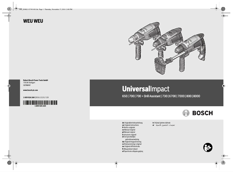 Page 1 de la notice Manuel utilisateur Bosch UniversalImpact 800