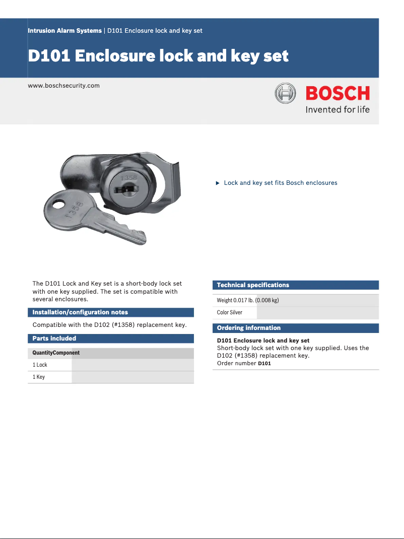 Page 1 de la notice Manuel utilisateur Bosch D101