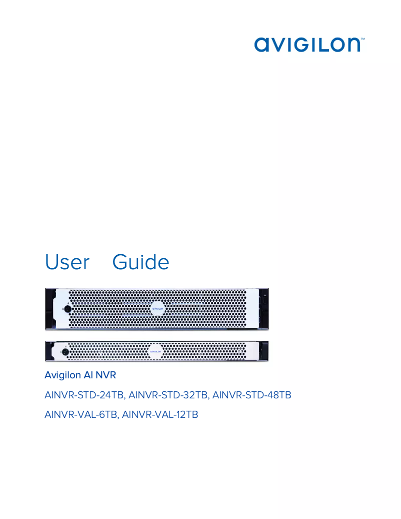 Page n°1 - Manuel utilisateur Avigilon AINVR-VAL-12TB
