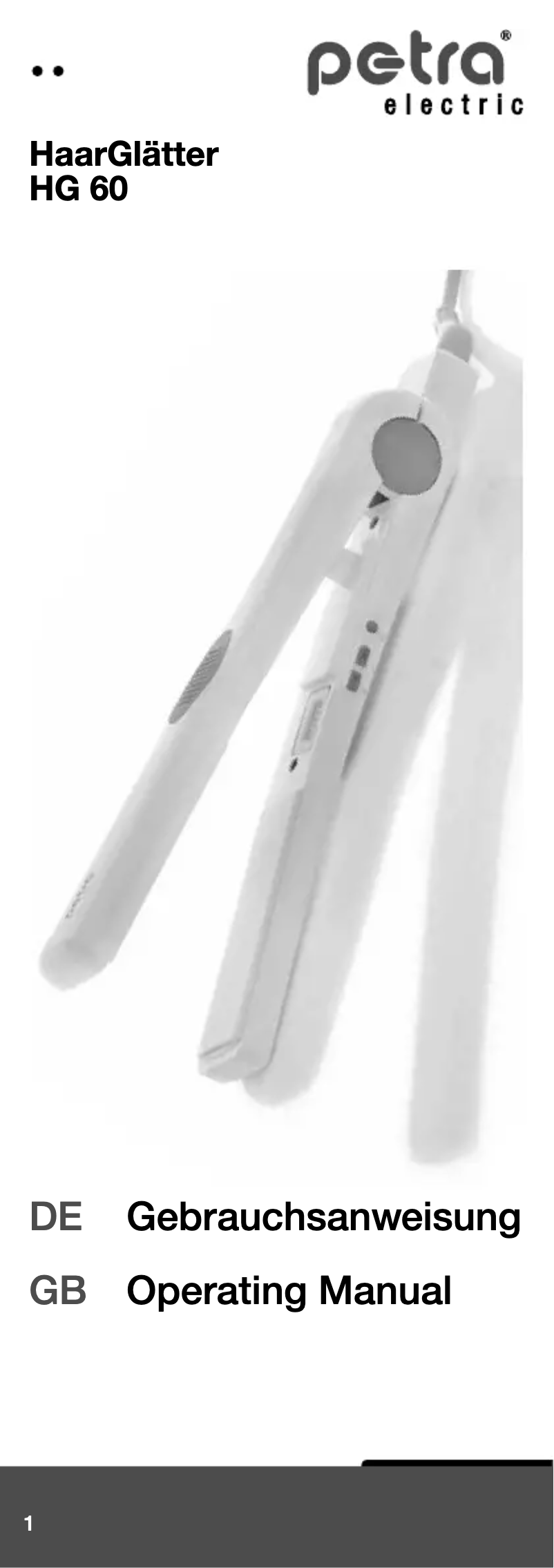 Page 1 de la notice Manuel utilisateur Petra Electric HG 60