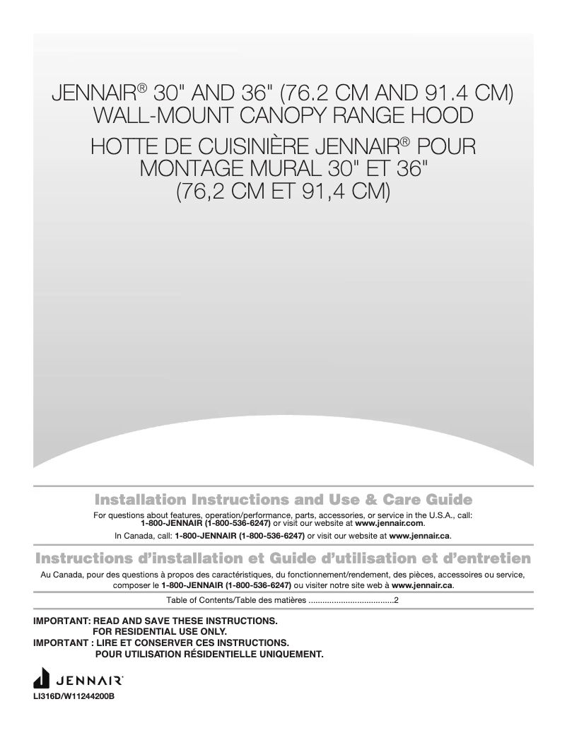 Page n°1 - Manuel utilisateur Jenn-Air JXW8536HS