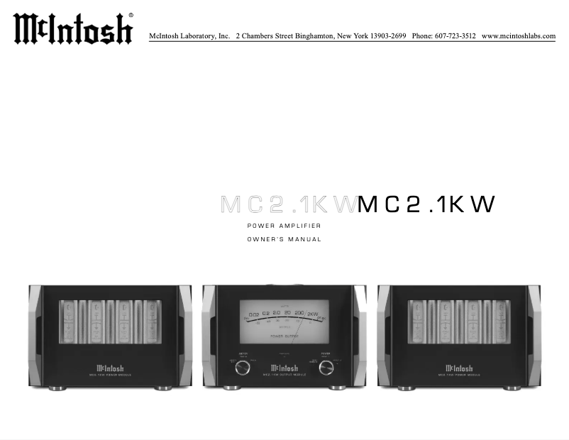 Page 1 de la notice Manuel utilisateur McIntosh MC2.1KW