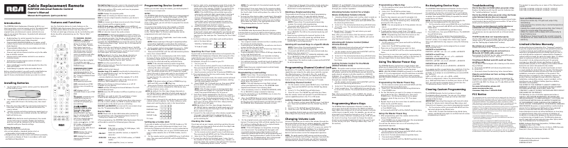 Page n°1 - Manuel utilisateur RCA RCRP05BR