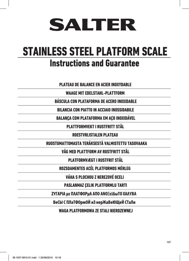 Page n°1 - Manuel utilisateur Salter 1037