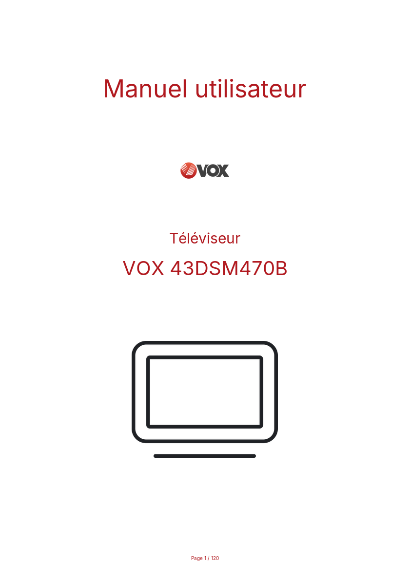 Page 1 de la notice Manuel utilisateur VOX 43DSM470B