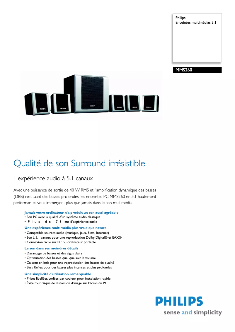 Page n°1 - Fiche technique Philips MMS260