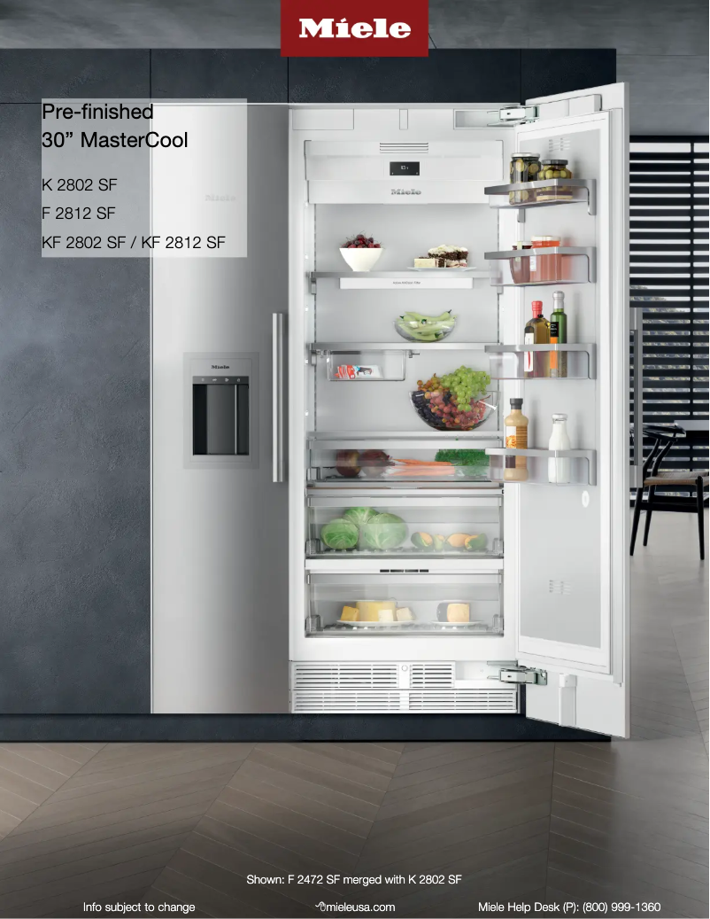 Page 1 de la notice Fiche technique Miele K 2802 SF