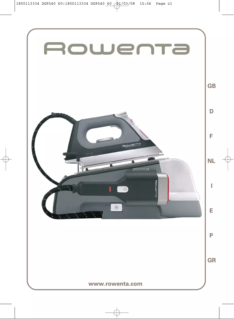 Page n°1 - Manuel utilisateur Rowenta Home Pressing DG9560