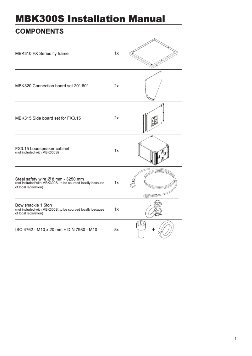 Page n°1 - Manuel utilisateur Audac MBK300S