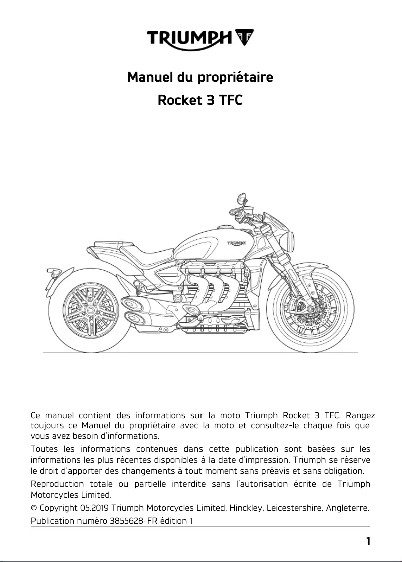 Page 1 de la notice Manuel utilisateur Triumph Rocket 3 TFC