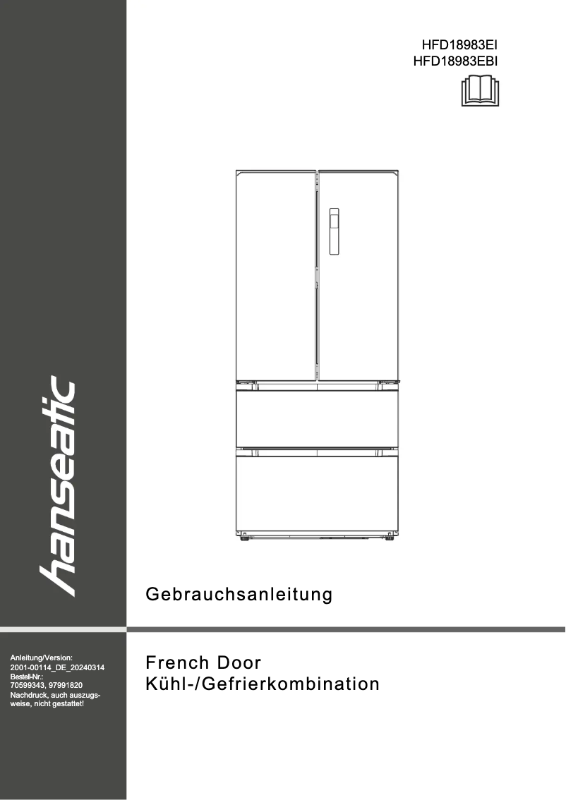 Página 1 del manual Manual de usuario Hanseatic HFD18983EBI