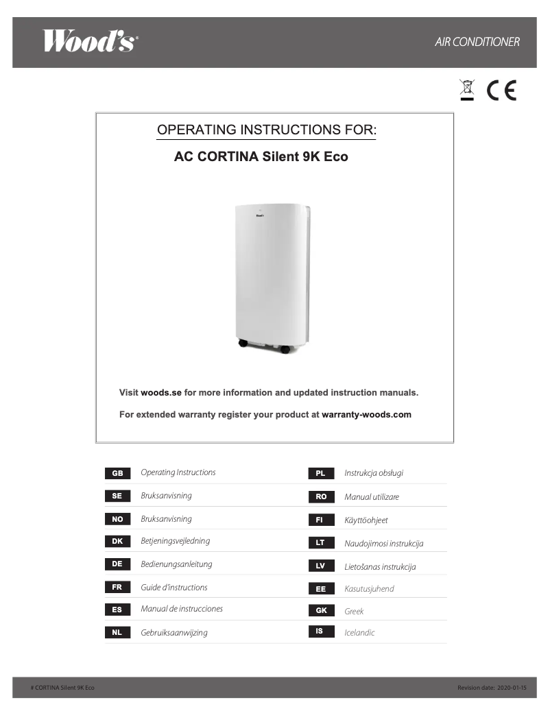 Page 1 de la notice Manuel utilisateur Wood's WAC902G