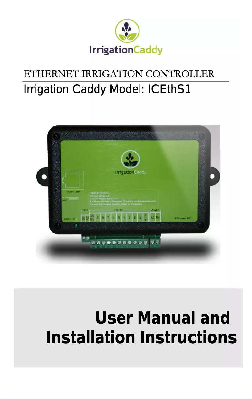 Page n°1 - Manuel utilisateur Irrigation Caddy ICEthS1