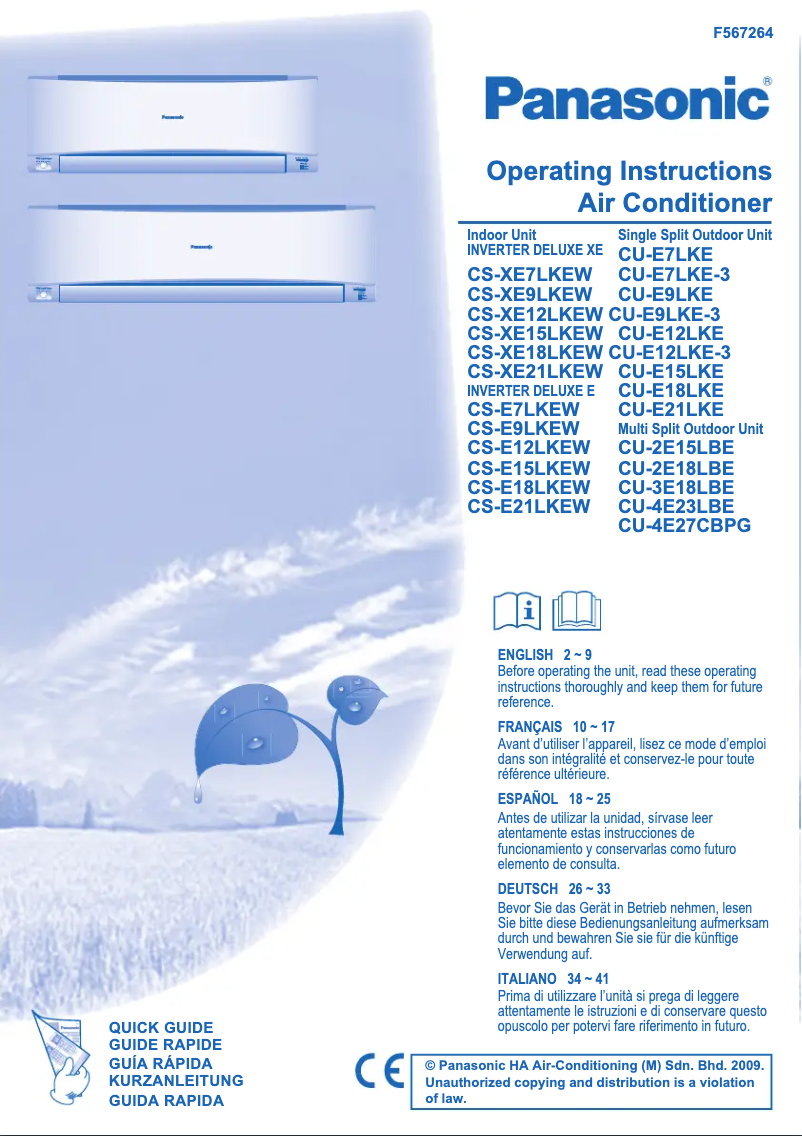 Page 1 de la notice Manuel utilisateur Panasonic CU-E12LKE3