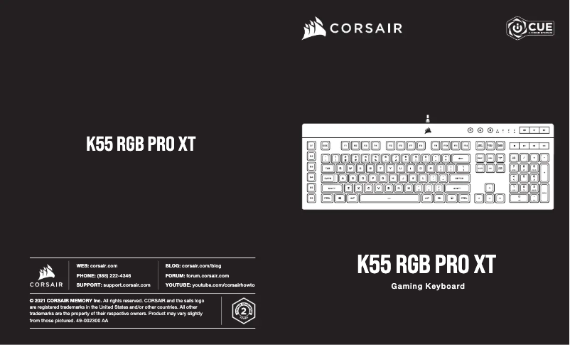 Page 1 de la notice Manuel utilisateur Corsair K55 RGB PRO XT