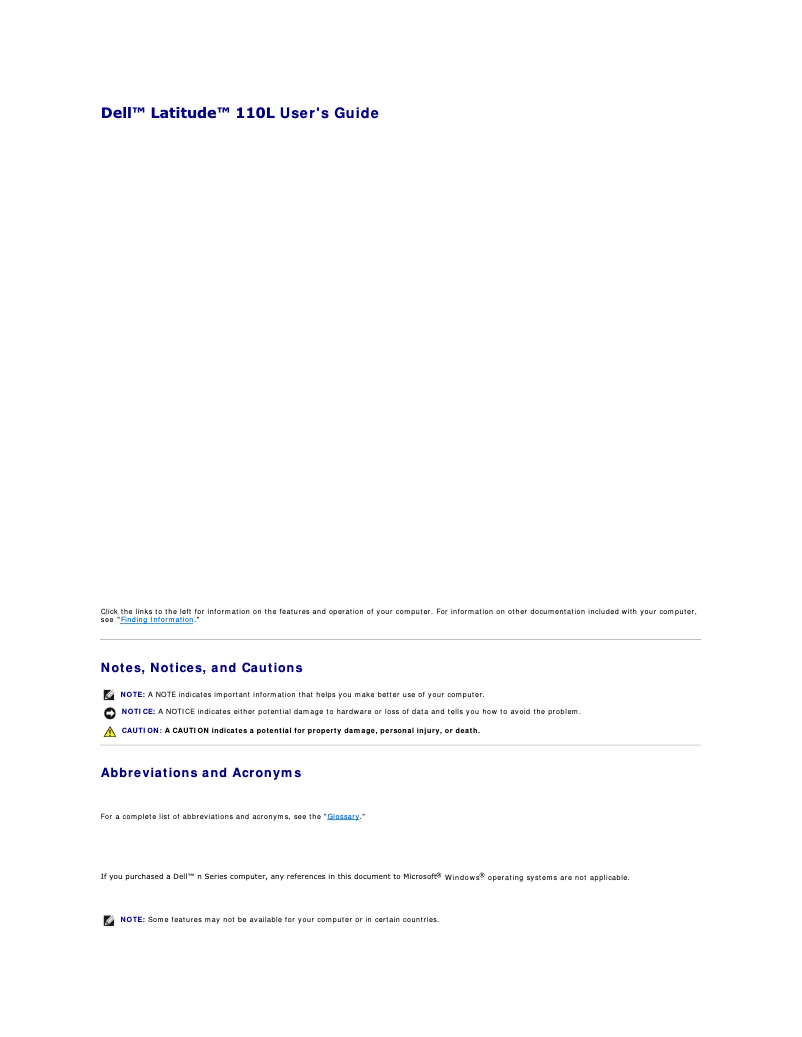 Page 1 de la notice Manuel utilisateur Dell Latitude 110L