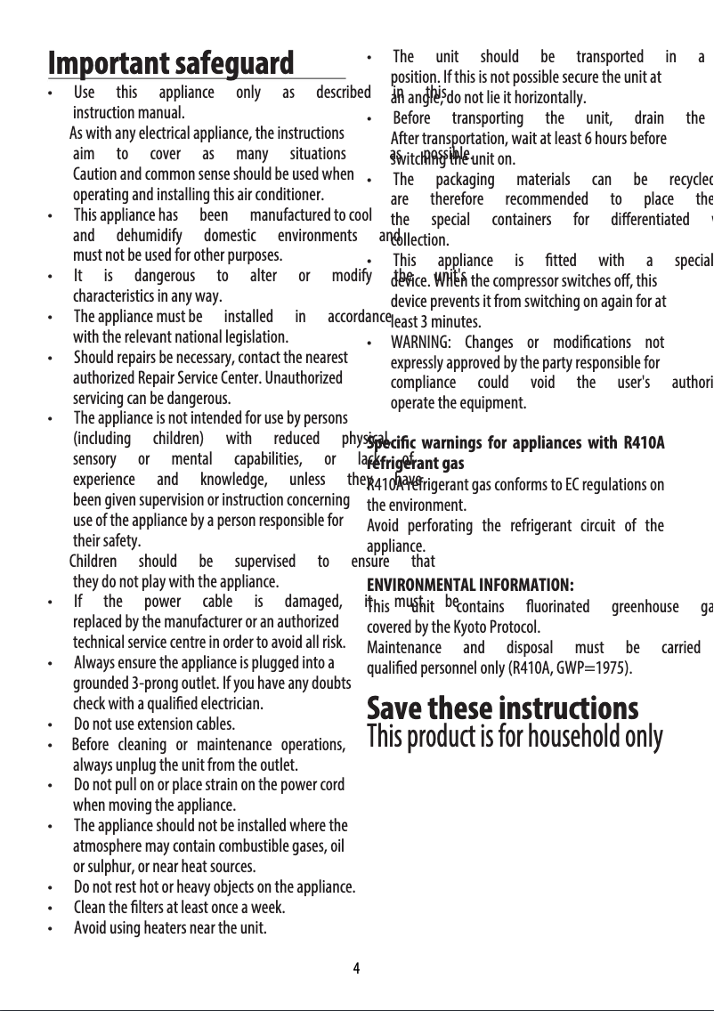 Image de la première page du manuel de l'appareil Pinguino PAC 70 ECOPAC AN140HPEWC