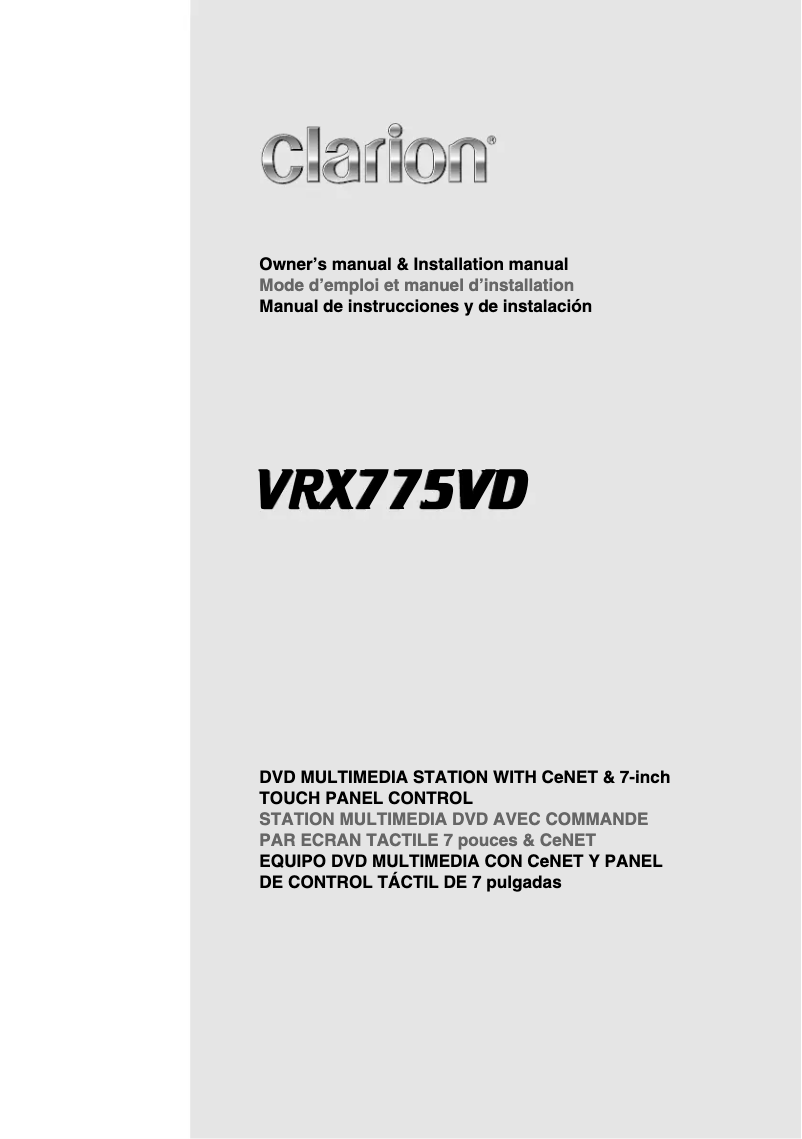 Page 1 de la notice Manuel utilisateur Clarion VRX775VD