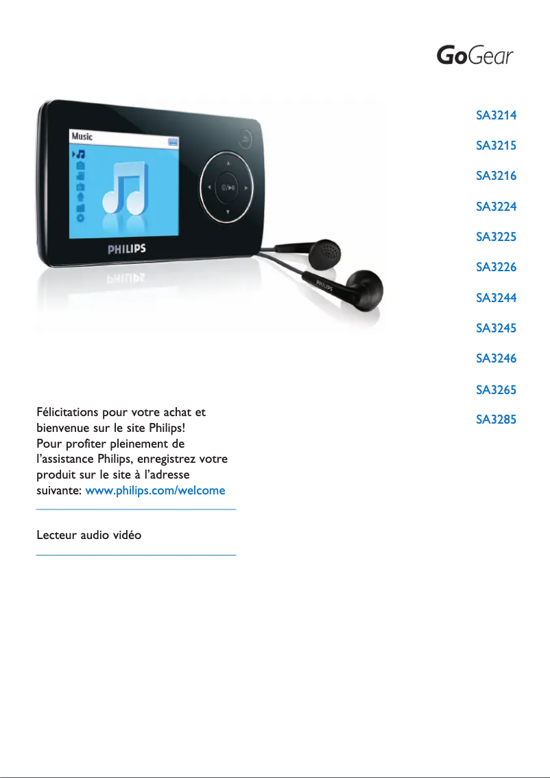 Image de la première page du manuel de l'appareil GoGear SA3285