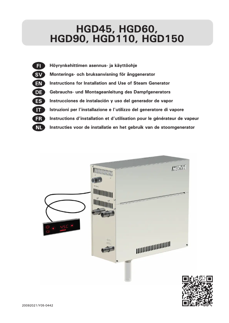 Page 1 de la notice Manuel utilisateur Harvia HGD60