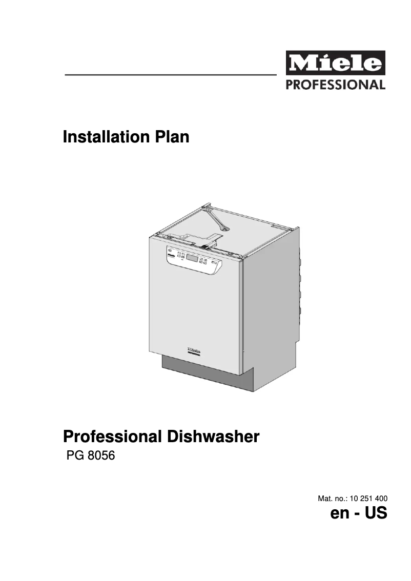 Page n°1 - Guide d'installation Miele PG8061SS