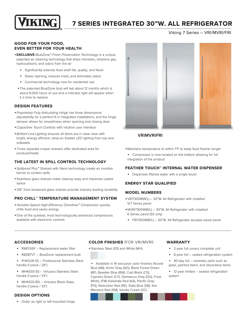 Image de la première page du manuel de l'appareil VRI7300WLSB