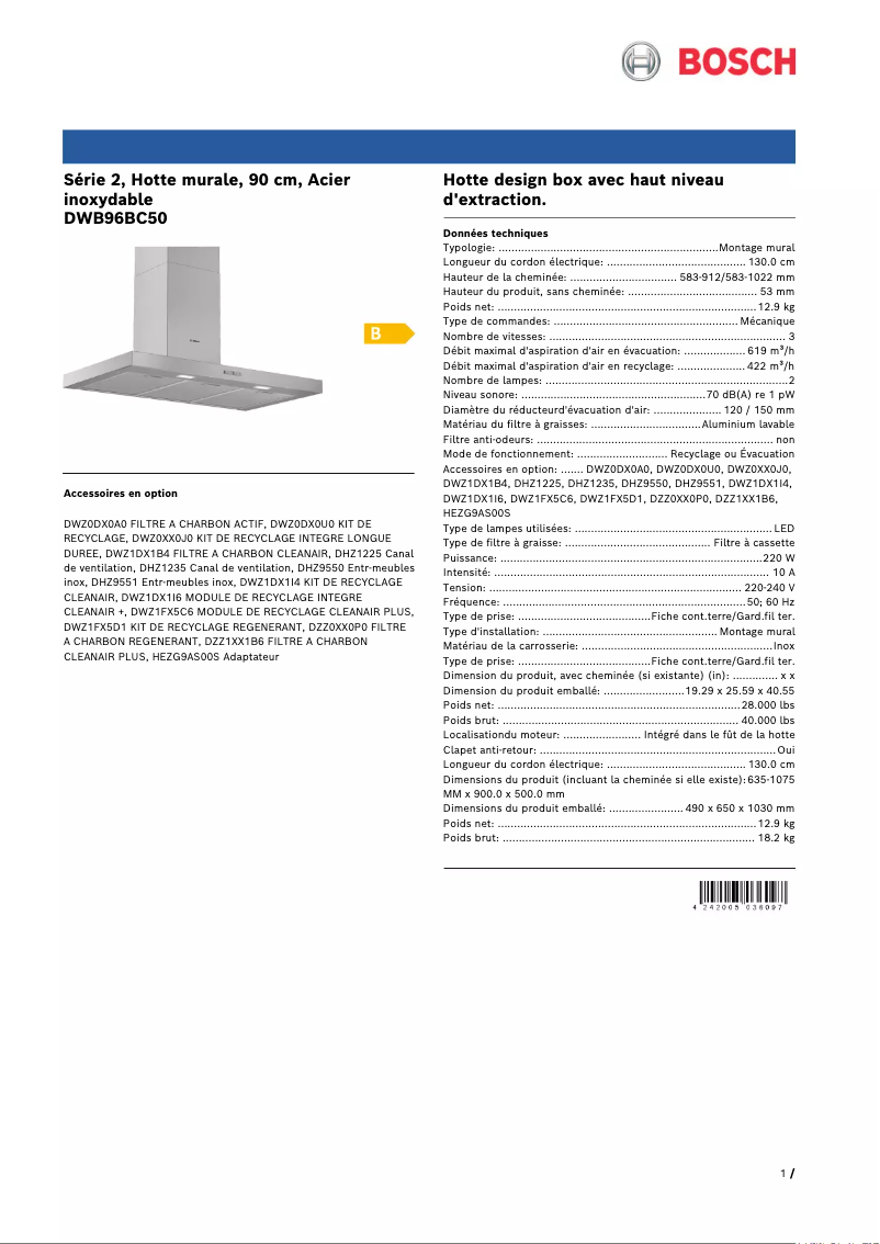 Image de la première page du manuel de l'appareil DWB96BC50