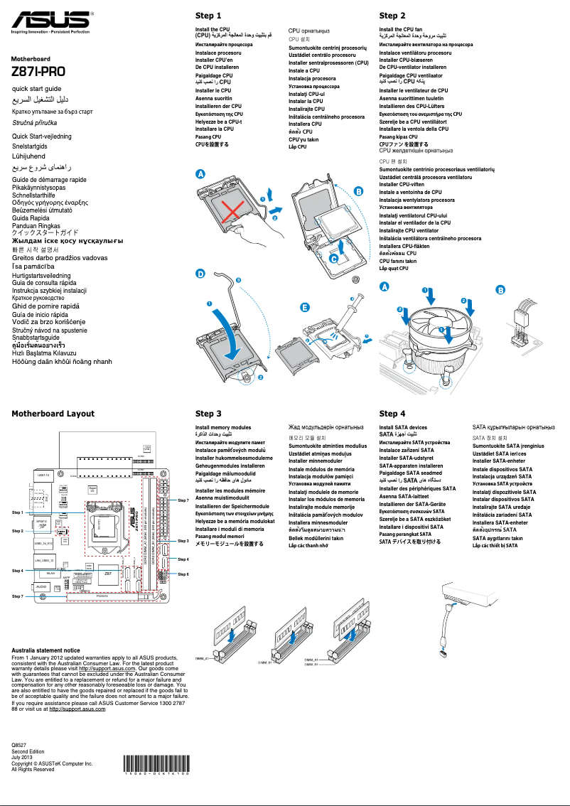 Page 1 de la notice Manuel utilisateur Asus Z87I-PRO