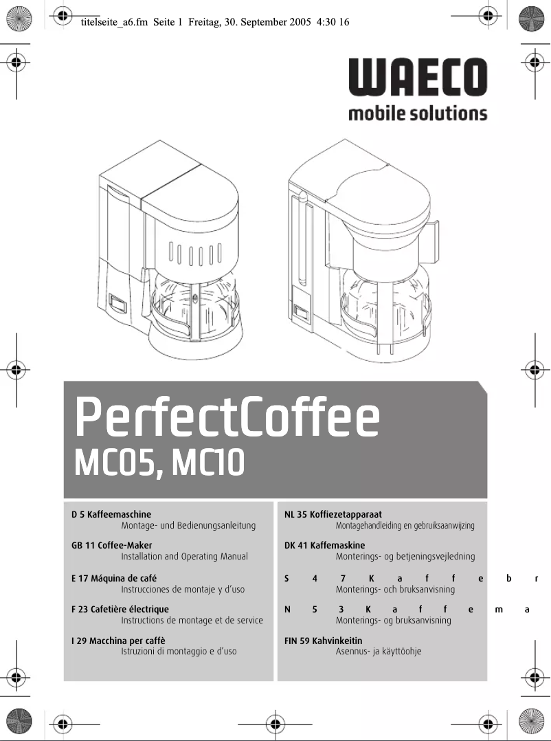 Page n°1 - Manuel utilisateur Waeco MC-05 12V