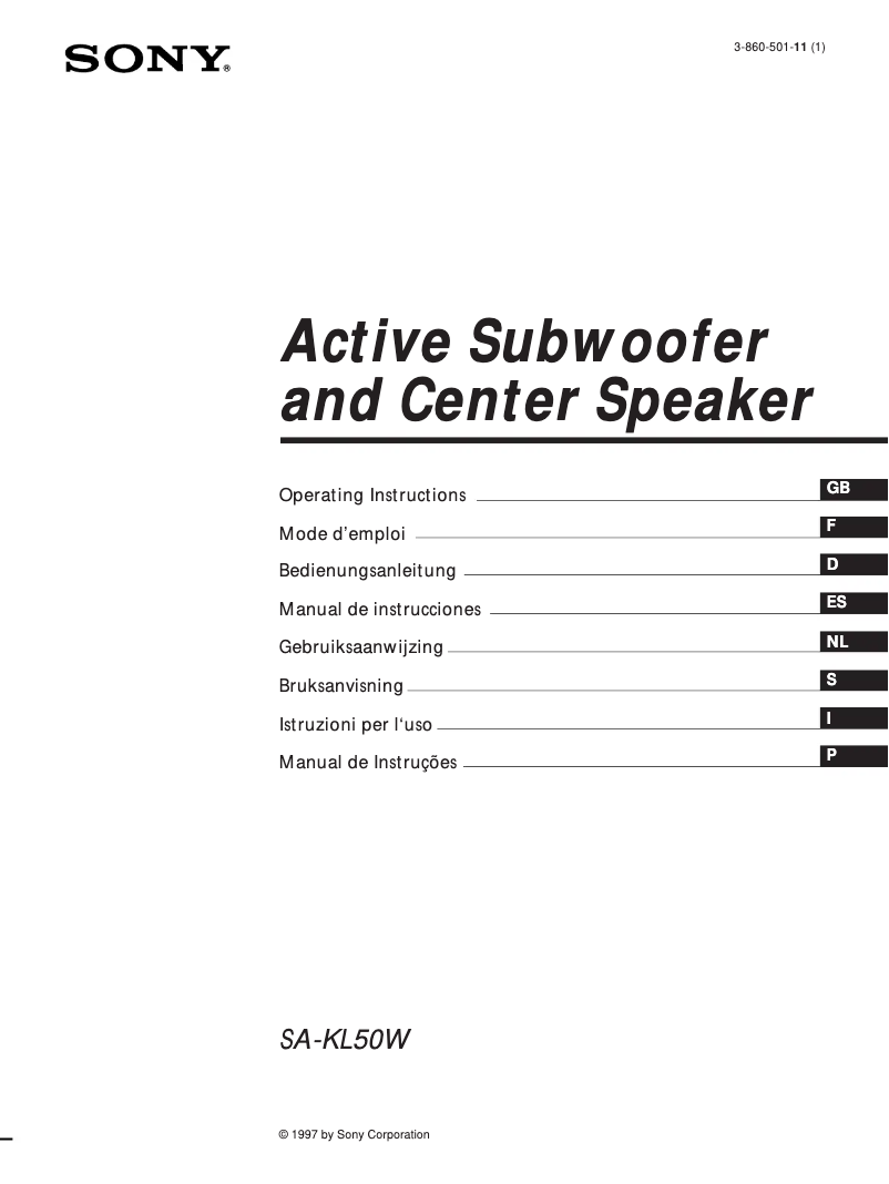 Página 1 del manual Manual de usuario Sony SA-KL50W