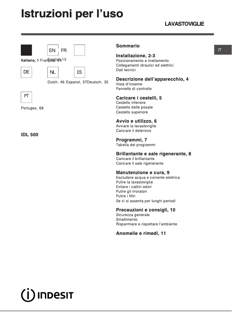 Page n°1 - Manuel utilisateur Indesit IDL 500 EU.2